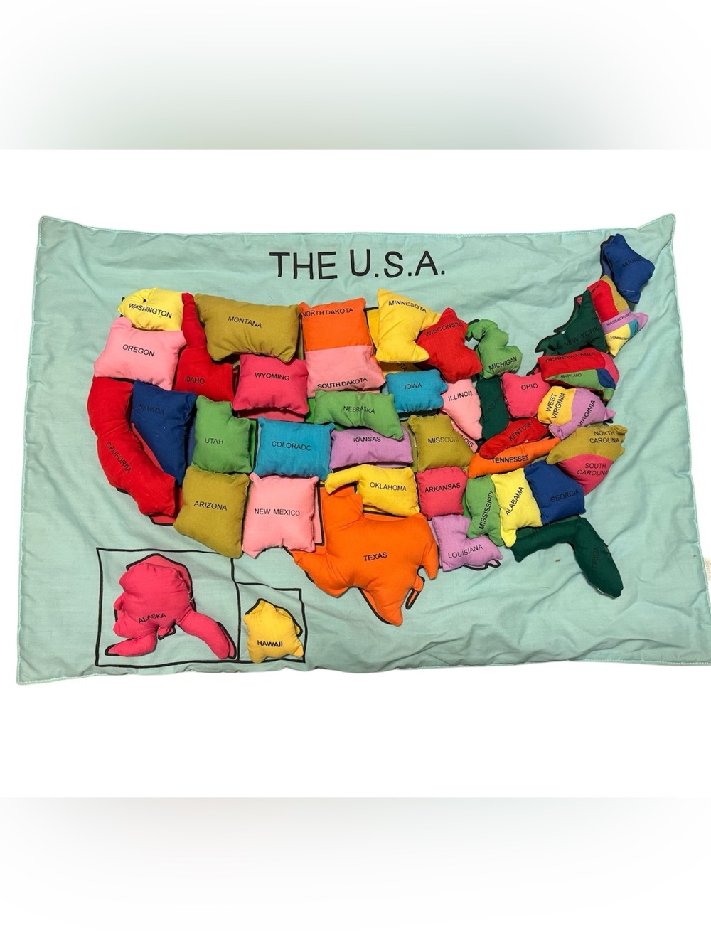 VTG Lillian Vernon Cloth USA Map Removable States Classroom Learning